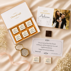 White Floral Theme Anniversary Gift Personalised with Photo (with Wrapped Chocolates)