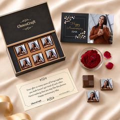Black Floral Design Anniversary Gift Personalized with Photo (with Wrapped Chocolates)