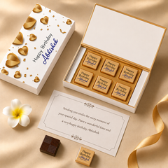 Golden Hearts Design Personalised Chocolate Box for Birthday (with Wrapped Chocolates)