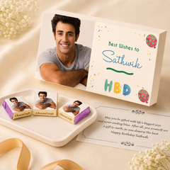 Photo Chocolates in Personalised Birthday Gift Box (with Wrapped Chocolates)