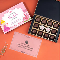 Birthday Return Gifts - 12 Chocolate Box - Middle Two Printed Chocolates (Minimum 10 Boxes)