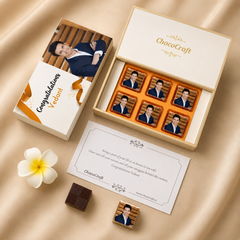 Gold Ribbon Design Personalized Congratulations Gift Box (with Wrapped Chocolates)