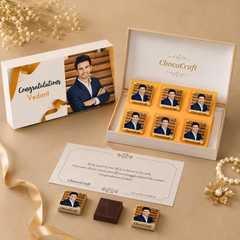 Gold Ribbon Design Personalized Congratulations Gift Box (with Wrapped Chocolates)