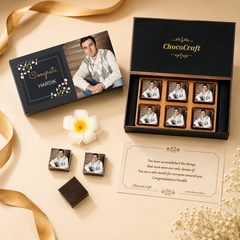 Beautiful Congratulations Gift Box and Chocolates Personalized with Photo (with Wrapped Chocolates)