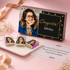 Black and Gold Design Personalized Congratulations Gift Box with Photo Chocolates