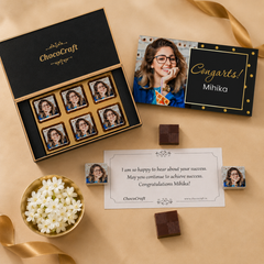 Black and Gold Design Personalized Congratulations Gift Box with Photo Chocolates
