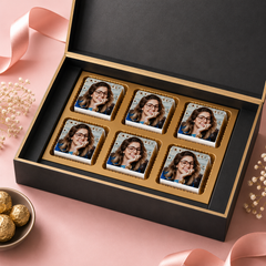 Black and Gold Design Personalized Congratulations Gift Box with Photo Chocolates