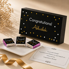 Personalized Black Congratulations Gift Box (with Wrapped Chocolates)