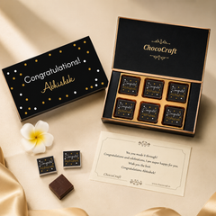 Personalized Black Congratulations Gift Box (with Wrapped Chocolates)