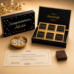 Personalized Black Congratulations Gift Box (with Wrapped Chocolates)