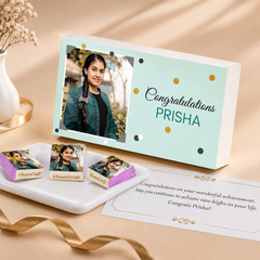 Beautiful Congratulations Gift Box Personalized with Photo (with Wrapped Chocolates)