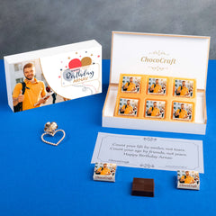 Happy Birthday Gift with Personalised Photo on Wrapped Chocolates