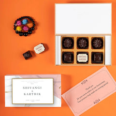 Anniversary Return Gifts - 6 Chocolate Box - Single Printed Chocolates (Minimum 10 Boxes)