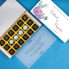 Anniversary Return Gifts - 18 Chocolate Box - Middle Four Printed Chocolates (Sample)