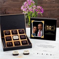 Anniversary Return Gifts- 9 Chocolate Box - Single Printed Chocolates (Sample)