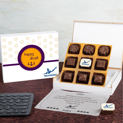 Corporate Diwali Gifts - 9 Chocolate Box - Single Printed Chocolates (Sample)