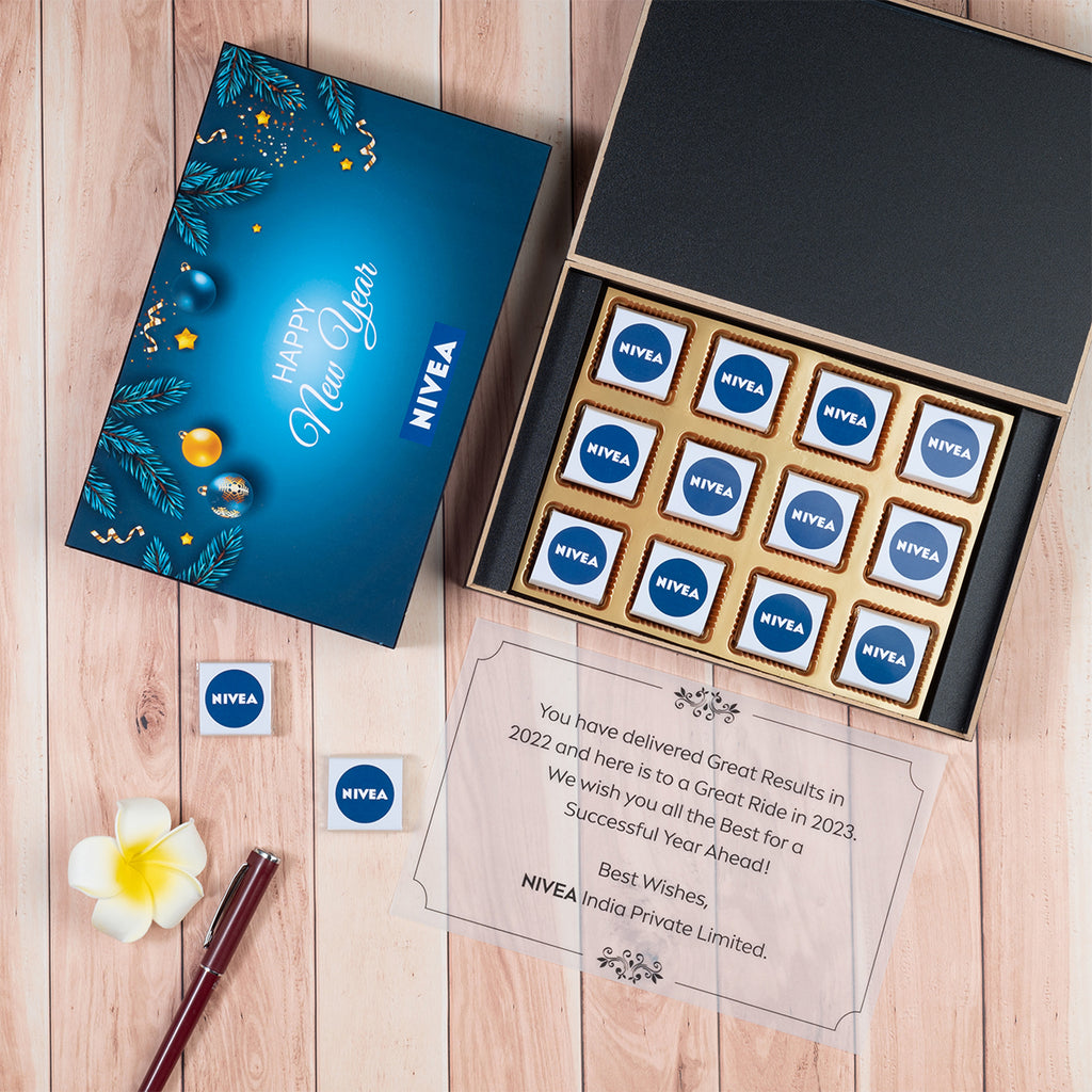 Corporate Gifts - 12 Chocolate Box - Wrapped Chocolates (Free Designing)
