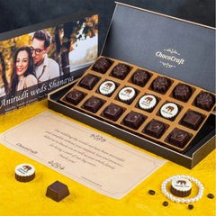 Wedding Return Gifts - 18 Chocolate Box - Middle Four Printed Chocolates (Sample)