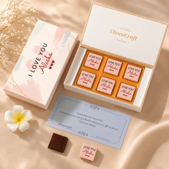 Personalized I Love You Chocolate Gift Box with Watercolour Design (with Wrapped Chocolates)