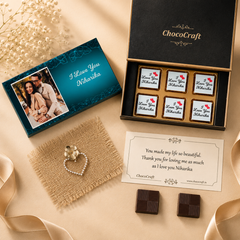 Floral Design I Love You Chocolate Gift Box Personalized with Picture (with Wrapped Chocolates)