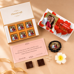 Valentine Gift Chocolate Box - Personalised with Photo and Name (with Wrapped Chocolates)