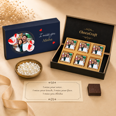 I Miss You Gift Box Personalized with Photo on Box and Chocolates (with Wrapped Chocolates)