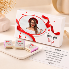 Red Hearts I Love You Chocolate Gift Box Personalized with Picture (with Wrapped Chocolates)