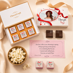 Red Hearts I Love You Chocolate Gift Box Personalized with Picture (with Wrapped Chocolates)