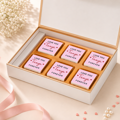 Elegant Floral I Love You Chocolate Gift Box Personalized with Photo (with Wrapped Chocolates)
