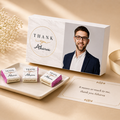 Marble Design Thank You Gift Personalized with Photo (with Wrapped Chocolates)