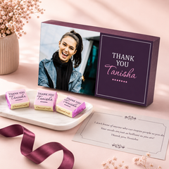 Elegant Purple Thank You Gift Box with Wrapped Chocolates