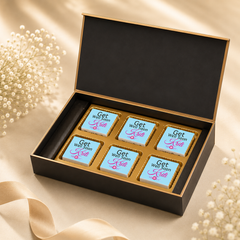 Vibrant Blue Design Personalized Get Well Soon Gift (with Wrapped Chocolates)