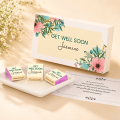 White Floral Design Get Well Soon Gift (with Wrapped Chocolates)