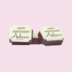 Personalized anniversary chocolates as anniversary chocolate gifts in box