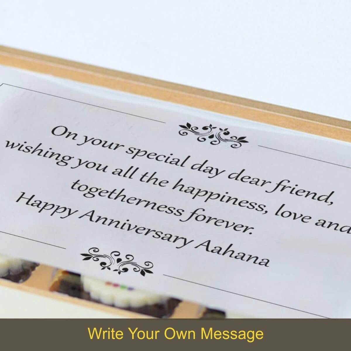 White floral box for anniversary chocolates and anniversary chocolate gifts