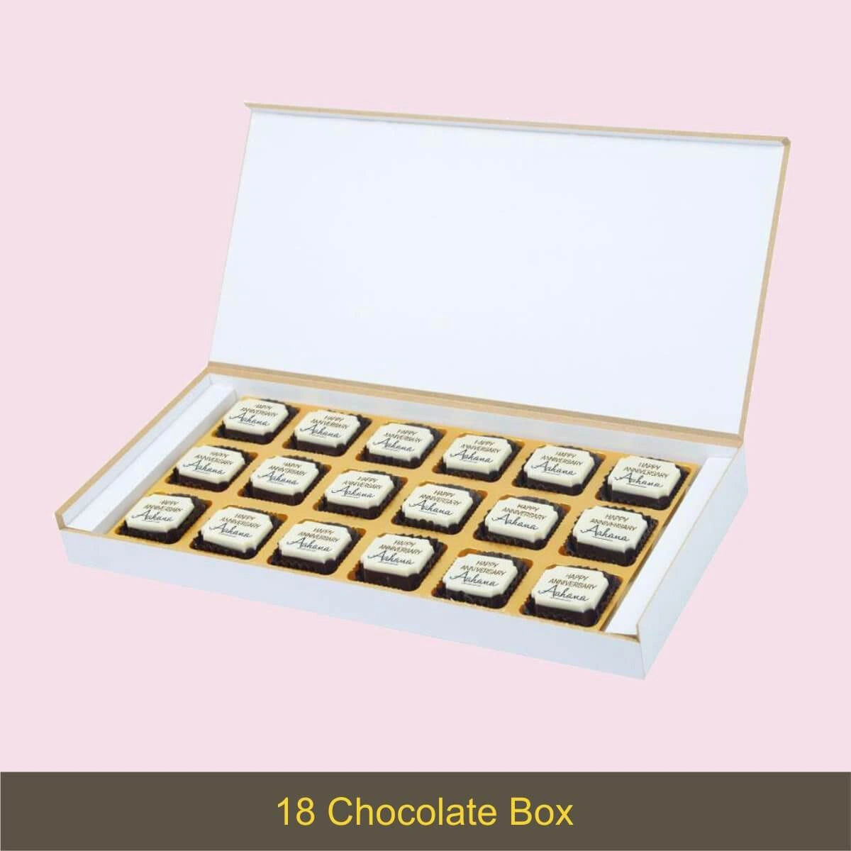 Box view of anniversary chocolate gifts and anniversary chocolates