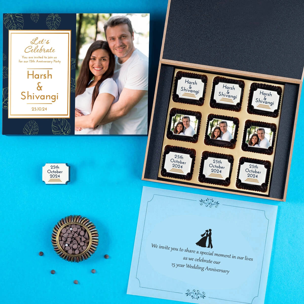 Personalized best anniversary invitations in box