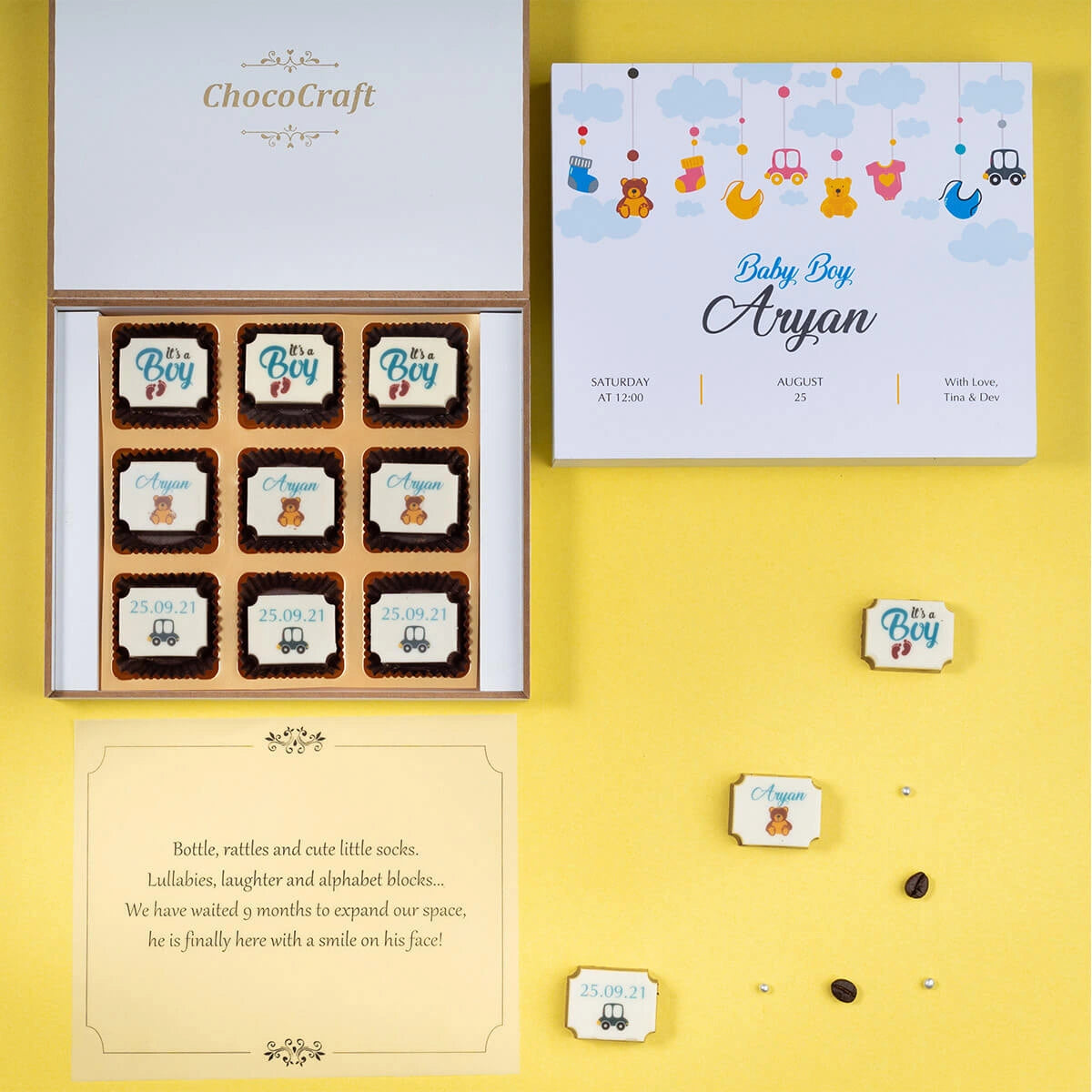 ChocoCraft Birth Announcement Gift Box for Baby Boy