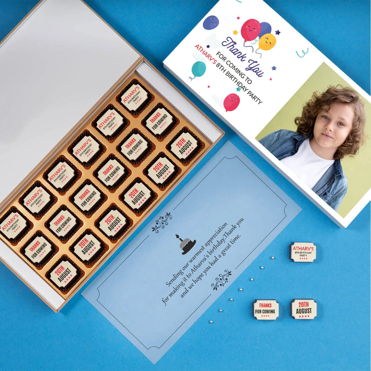 18 piece customized chocolate gift box for birthday return favors