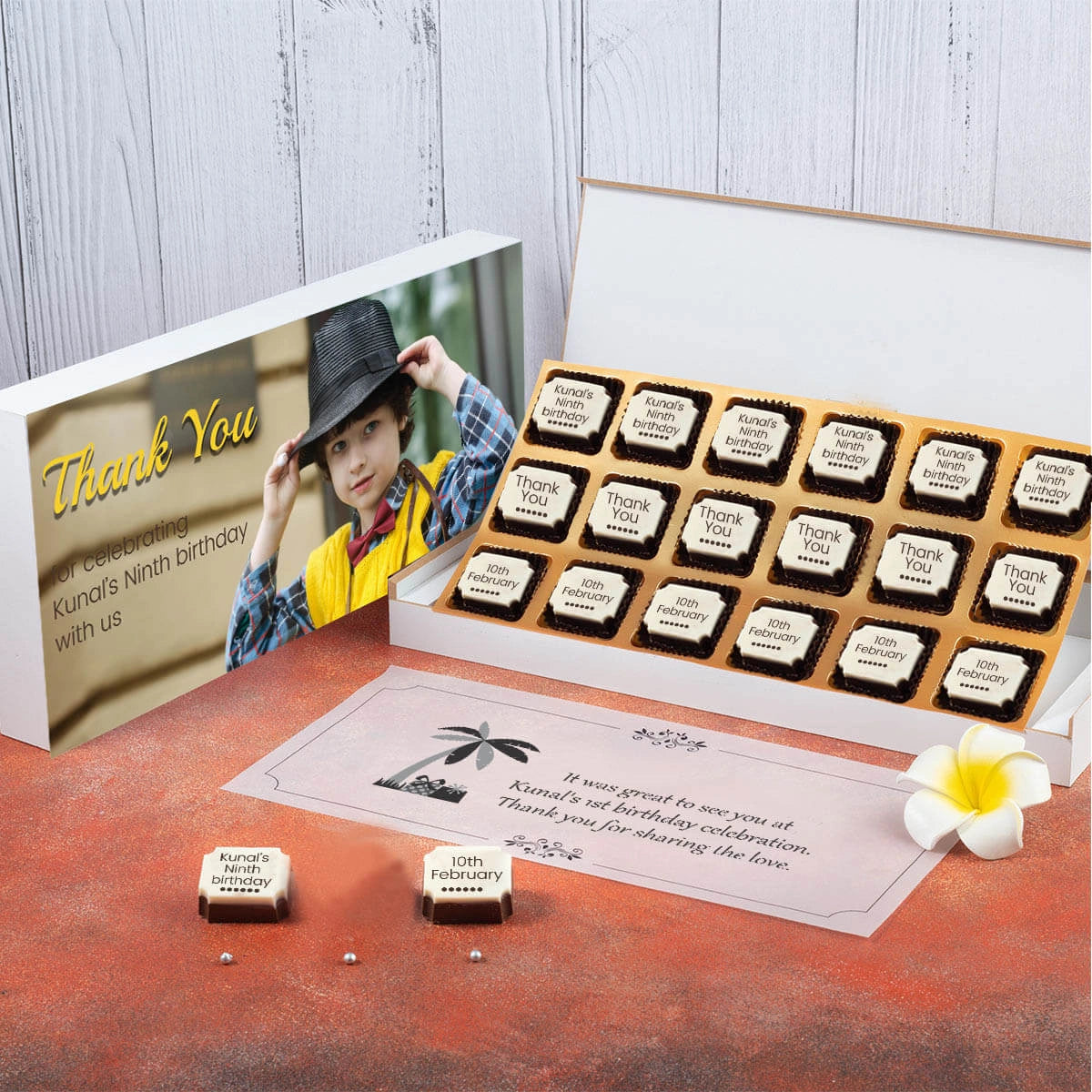 Birthday party favors – customized chocolate gift box