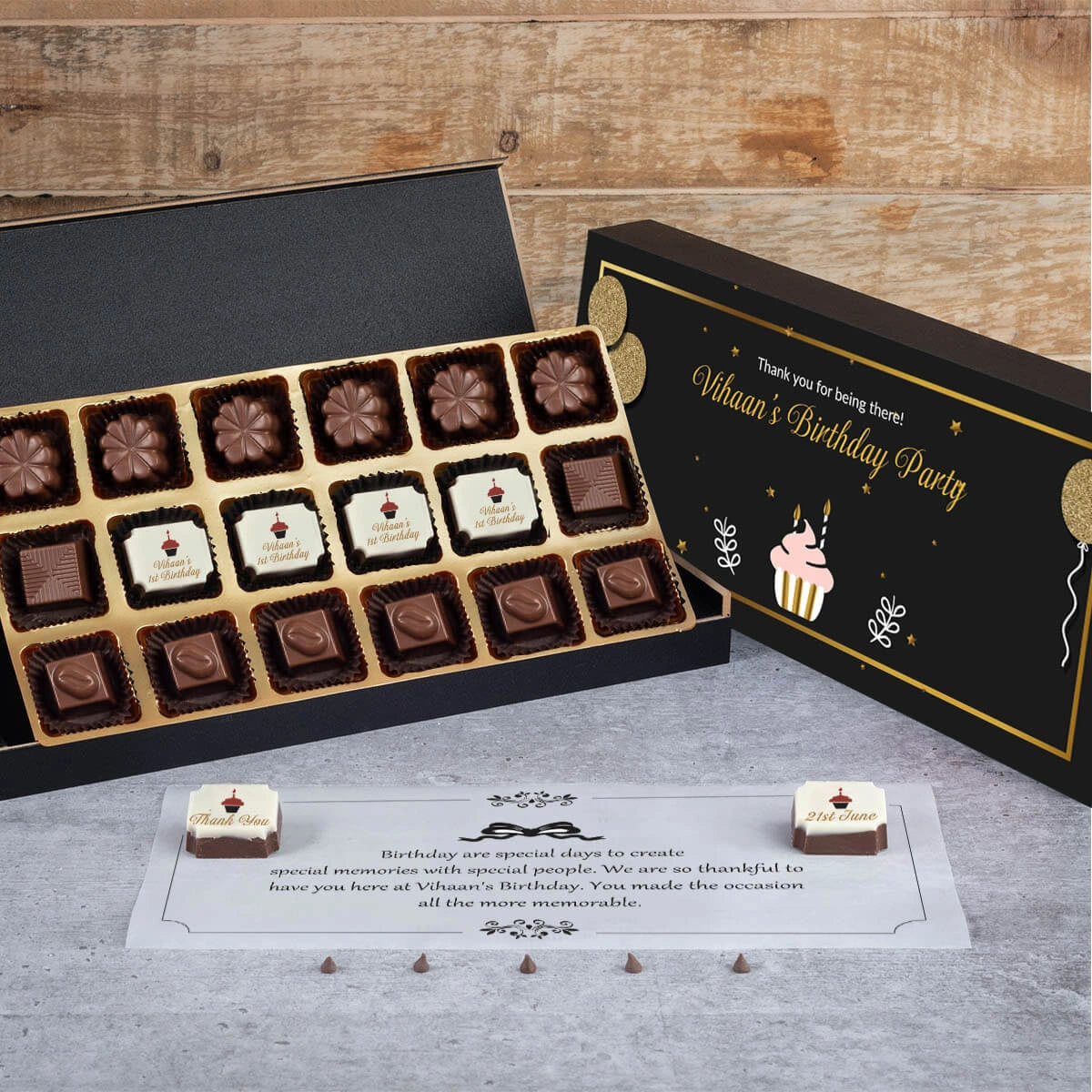 Birthday return gifts wholesale online – elegant chocolate box for guests