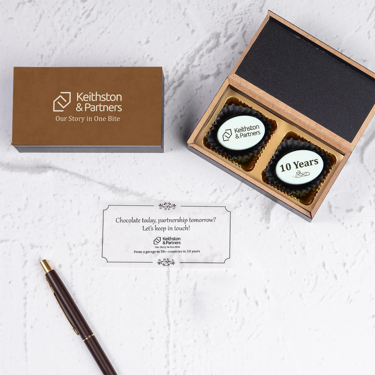 black wooden chocolate gift box used for premium corporate giveaways