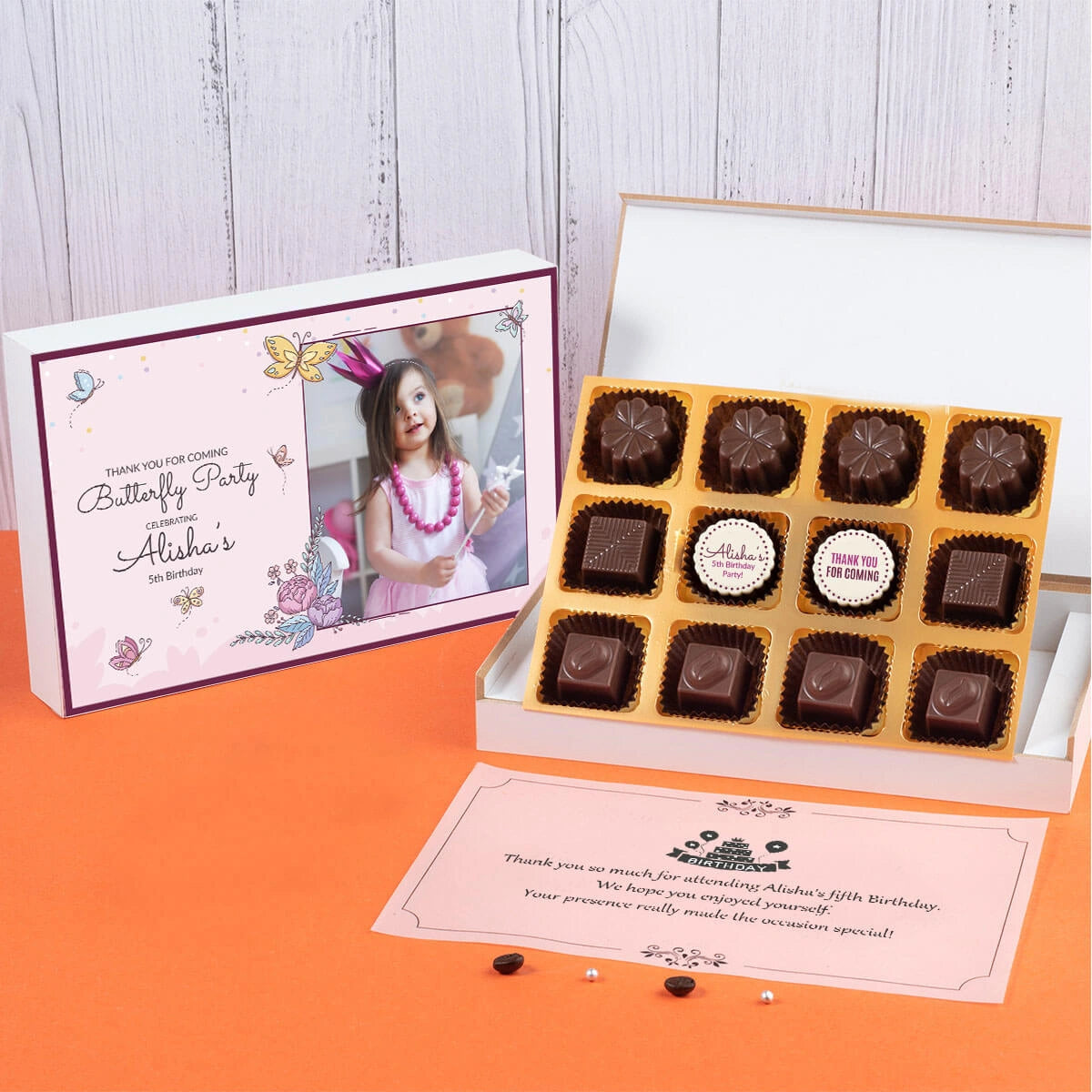 Bulk birthday return gifts for all ages with customized chocolate prints