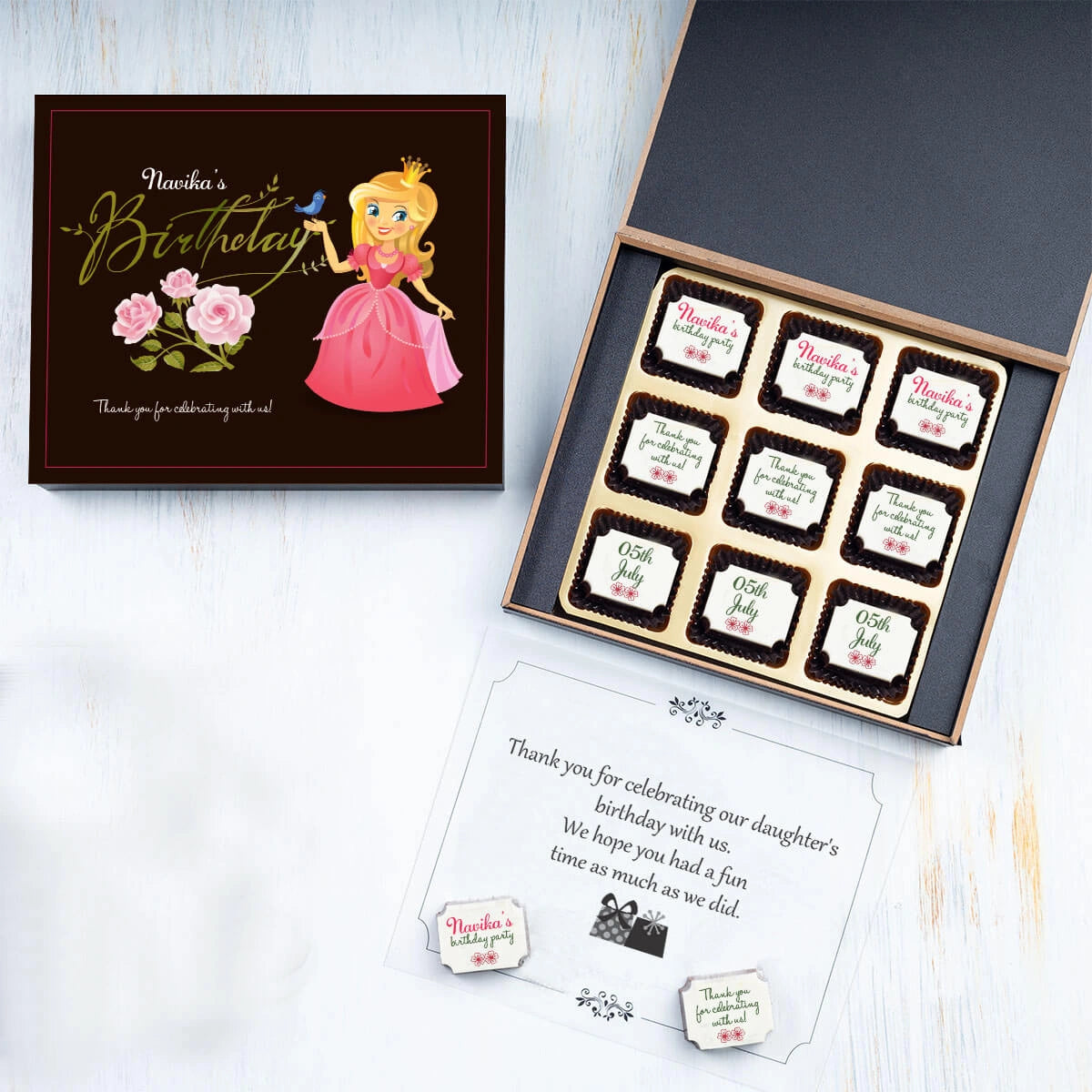 Bulk return gifts for birthday – printed chocolate boxes