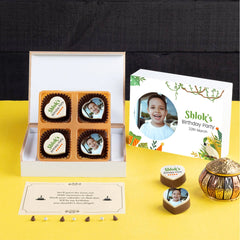 Elegant 4 chocolate box designed for birthday invitation use
