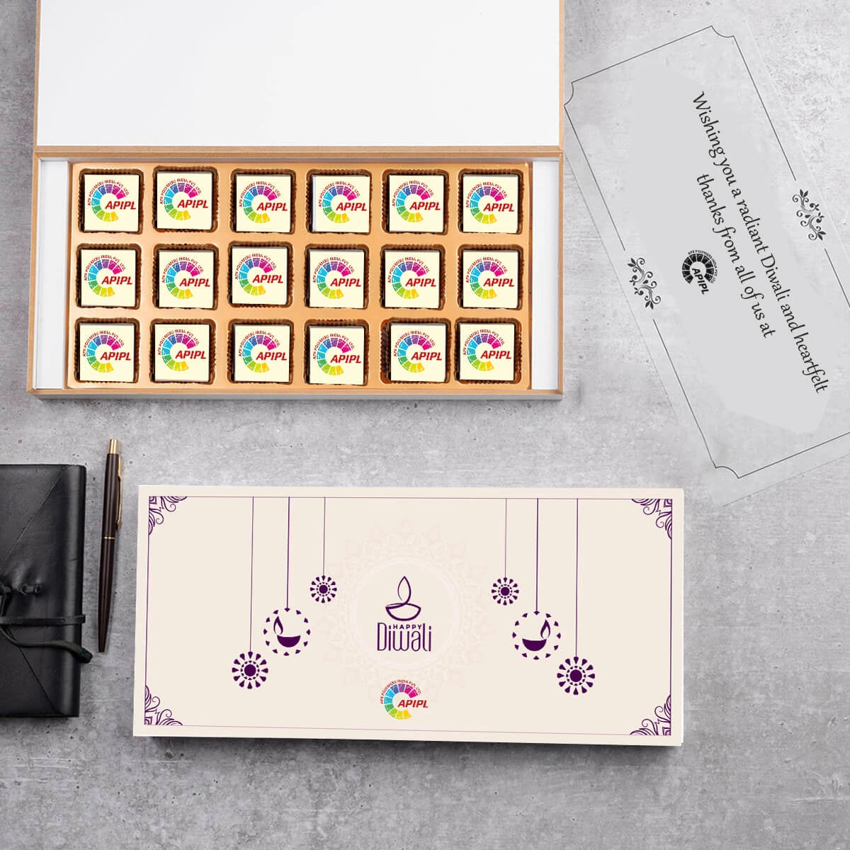 Elegant chocolate box – great gift for clients on Diwali with brand identity