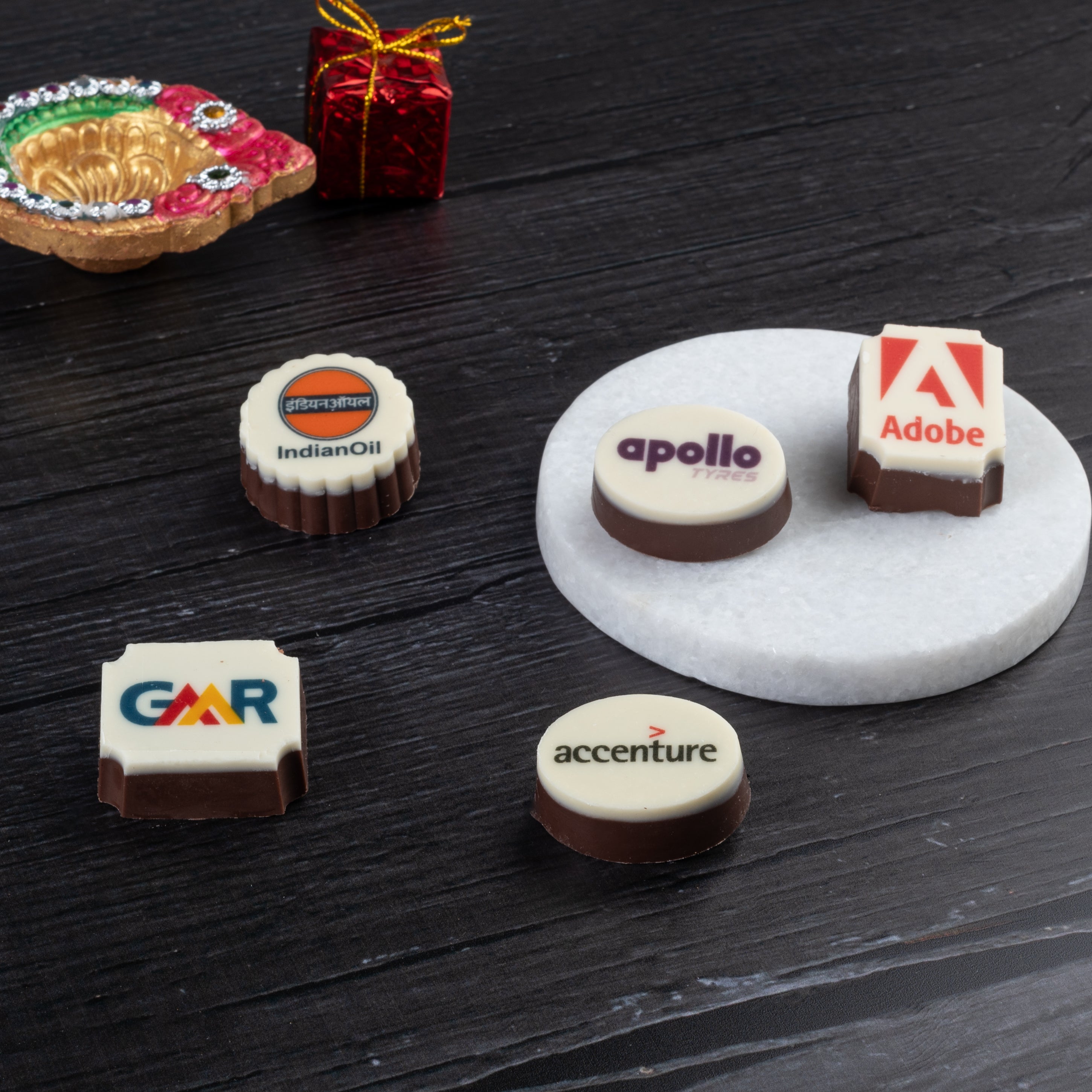 Sample chocolate box with one printed piece – a unique Diwali gift idea for corporates