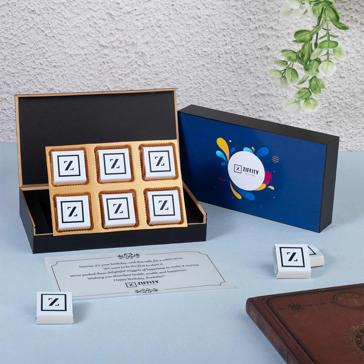 Corporate chocolate sample box customized with branding