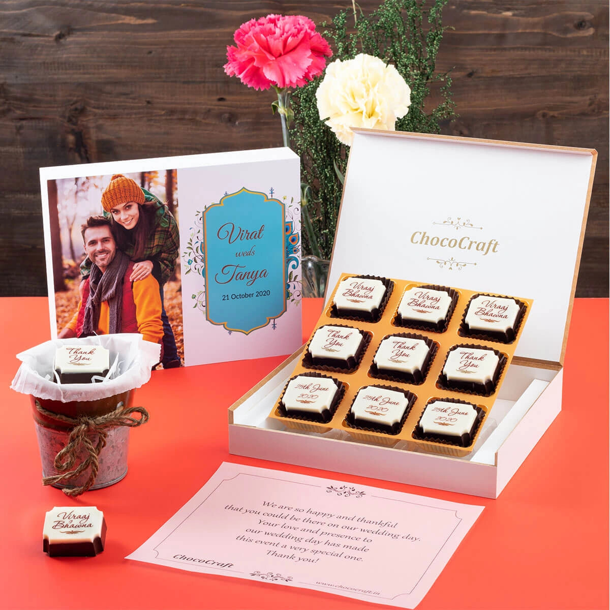 Custom chocolate gift box for Indian wedding return gifts