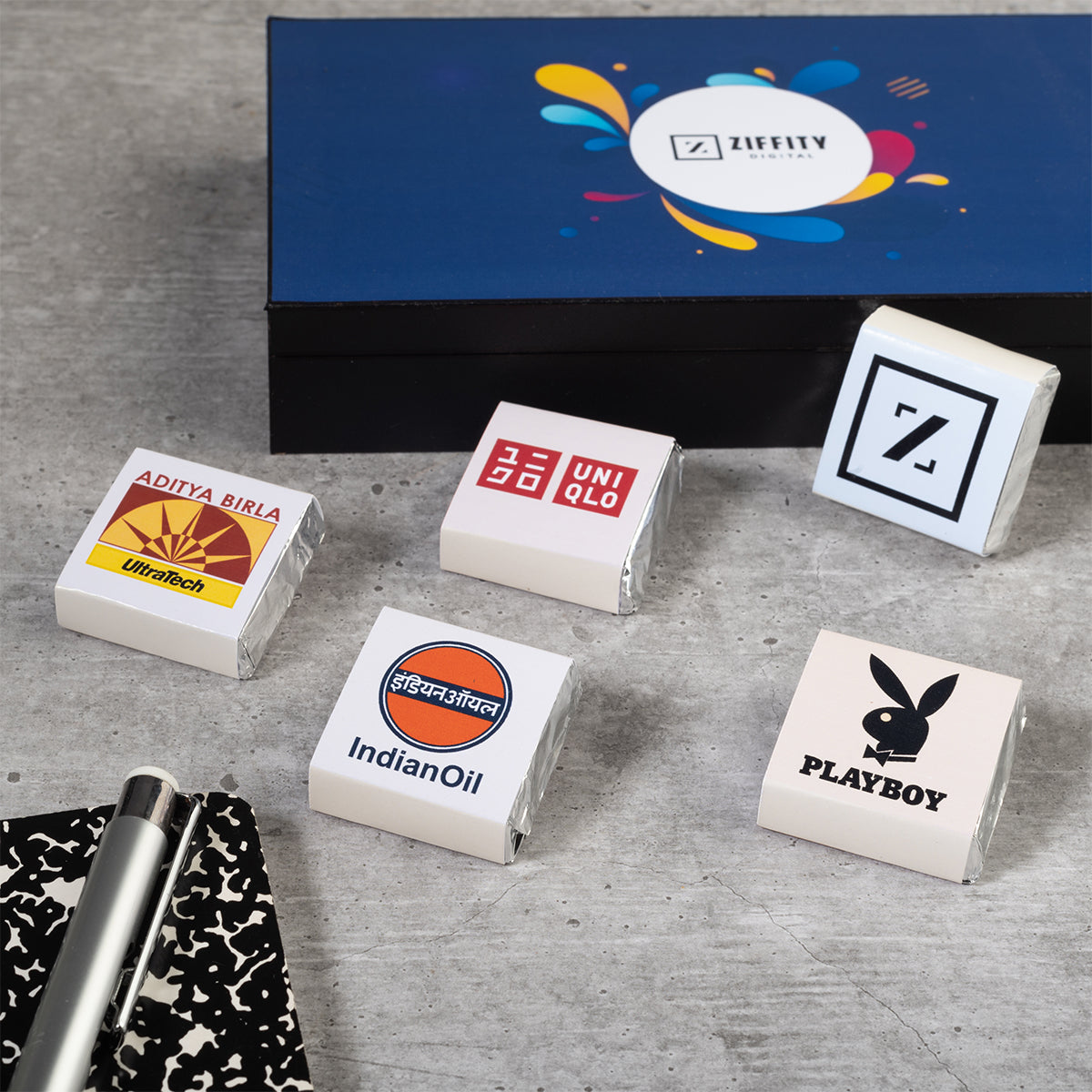 Sample 6 chocolate box with corporate logo customization